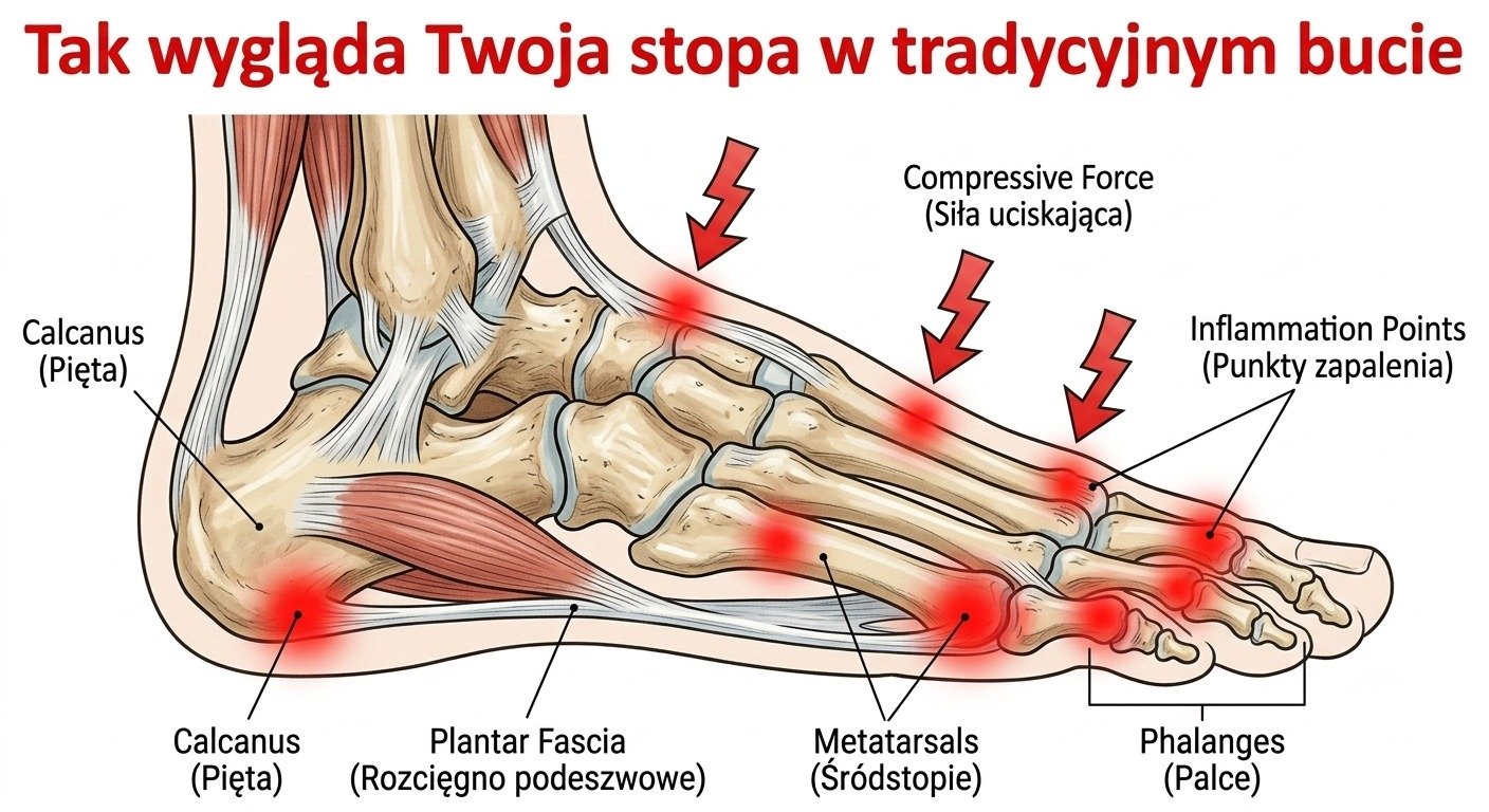 Tak wygląda Twoja stopa w tradycyjnym bucie